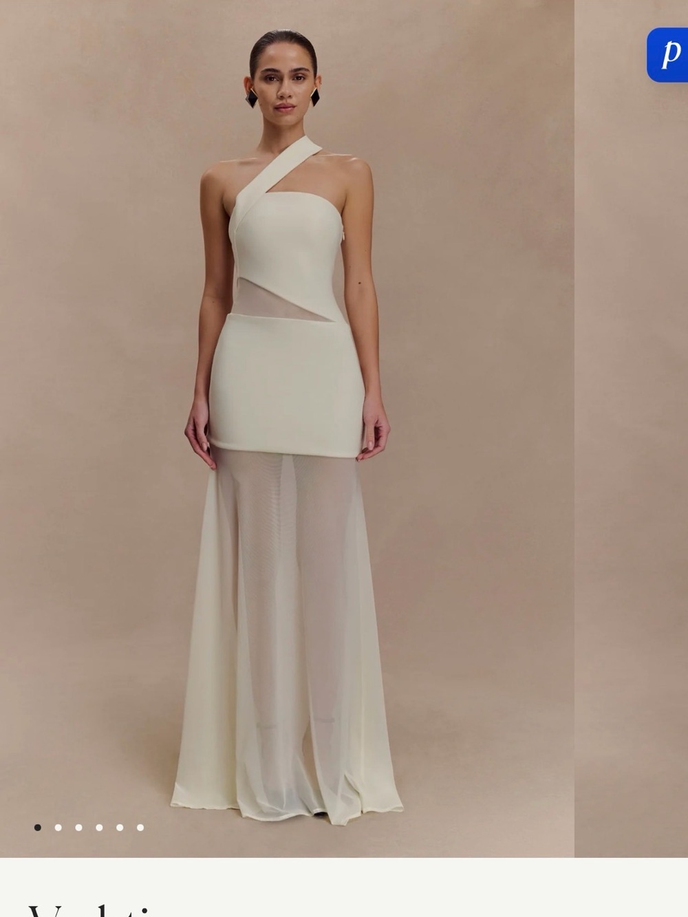 Meshki One-Shoulder Evening Dress Ivory